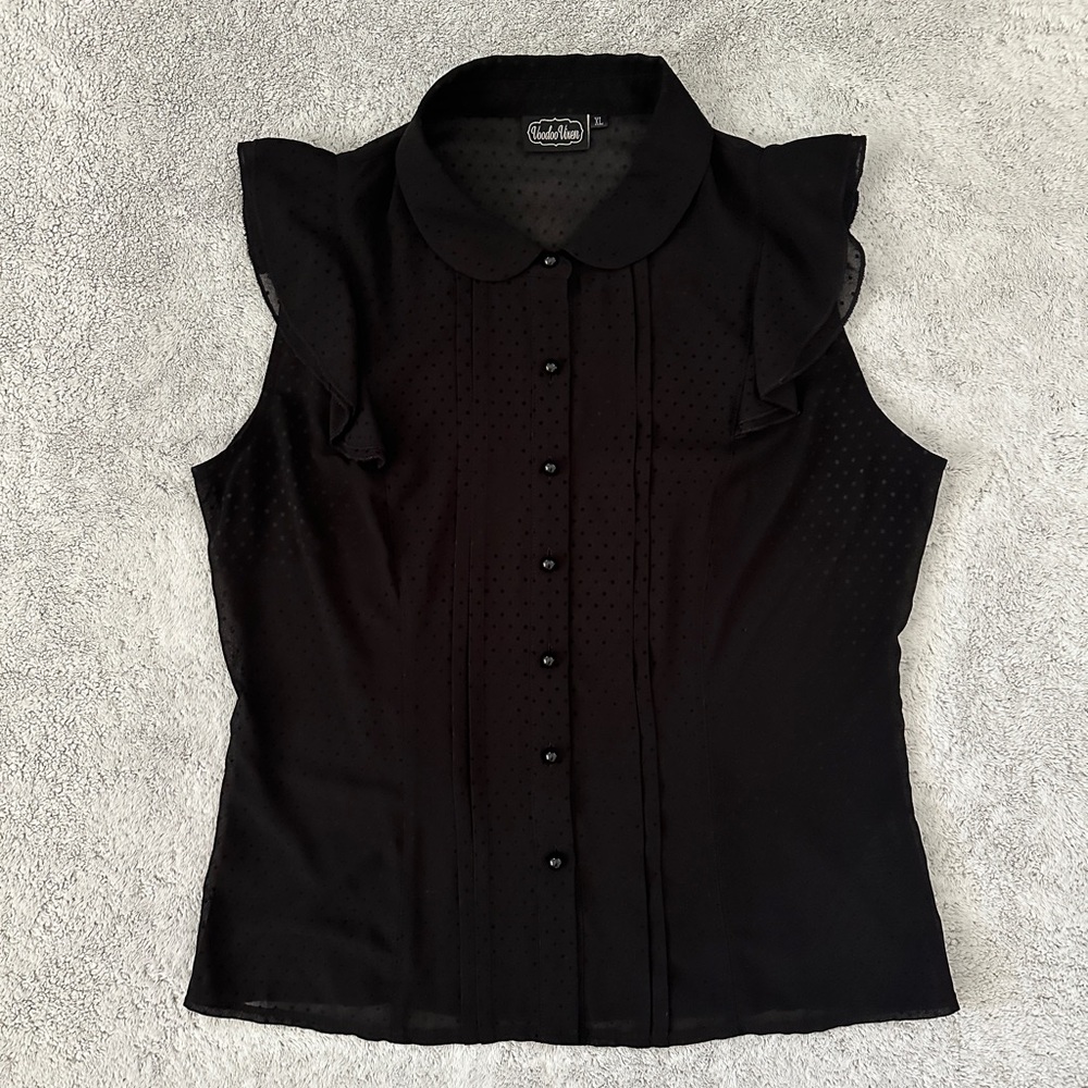Voodoo Vixen Size XL Black Sheer Blouse